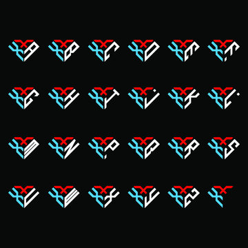 XXA to XXZ letter logo creative design, Multiple triple letter logo design
