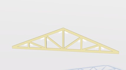 
frame of the hip roof truss system with trusses black and white drawing