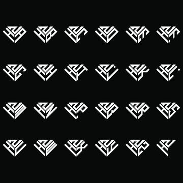 HZA to HZZ letter logo creative design, Multiple triple letter logo design