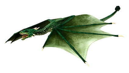 3D Rendering Fairy Tale Dragon on White