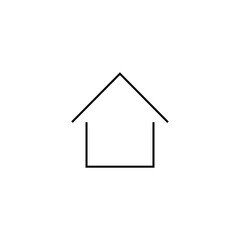 Property and mortgage concept. Vector outline sign, thin line. Perfect for advertising, web sites, online shops and stores. Line icon of private house with triangular roof isolated on white background