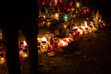 Cemetery Candle Lights At Night