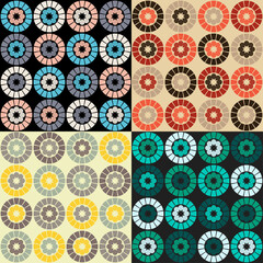 Polka dots seamless pattern. Mosaic of ethnic figures. Patterned texture. Geometric background. Vector illustration for web design or print.