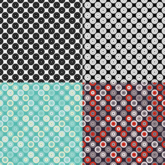Polka dots seamless pattern. Mosaic of ethnic figures. Patterned texture. Geometric background. Vector illustration for web design or print.