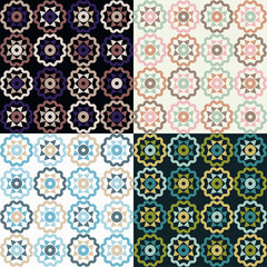 Polka dots seamless pattern. Mosaic of ethnic figures. Patterned texture. Geometric background. Vector illustration for web design or print.