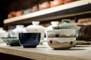 Cup goblet utensils for Chinese tea ceremony.