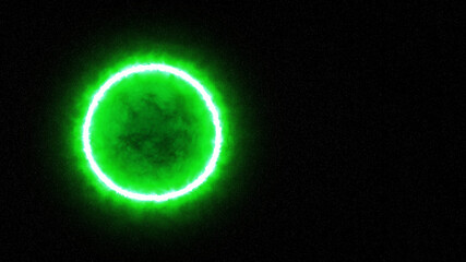 burning green sun. the star is burning against the background of the starry sky