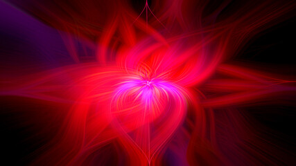 abstract neon pink flower. bright rays background. psychedelic pink background