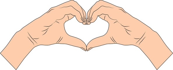 Obraz premium Vector illustration of hands making heart symbol.
