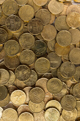 Pile of change vertical shot