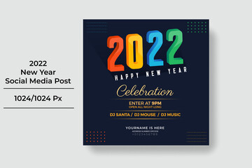 2022 Happy New Year Social Media Post Banner Template
