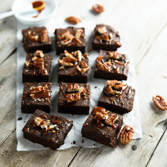 Homemade brownie with pecan nuts