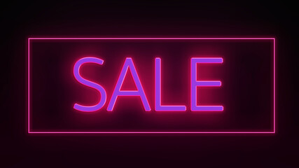 pink neon SALE banner on black background