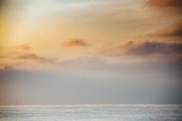 Winter sunset in the sea, colorful, dramatic sky. Bright colors.