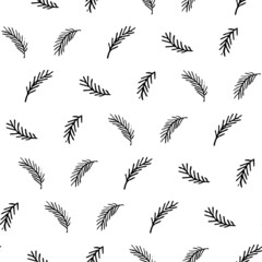 Winter New Year's seamless pattern with Christmas tree branches. Festive wallpaper,simple background for holidays.Print for wrapping paper.Isolated.Vector illustration