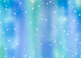 Watercolor Winter snowy blue and turquoise Blurred Background. Polar light