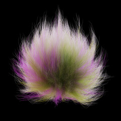 Obraz premium fluffy ball, colorful furry sphere isolated on black background 