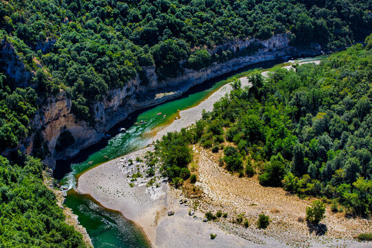 A Bend in the Ardeche River in Gorges de l'Ardeche, South-Central France
