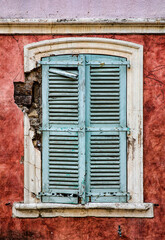 Fototapeta na wymiar Window Closed with Shutters, Village of Ampus, Provence, France