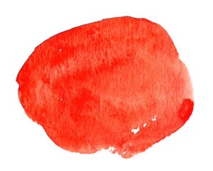 Red watercolor shape. Watercolor hand drawn brush strokes isolated on white	