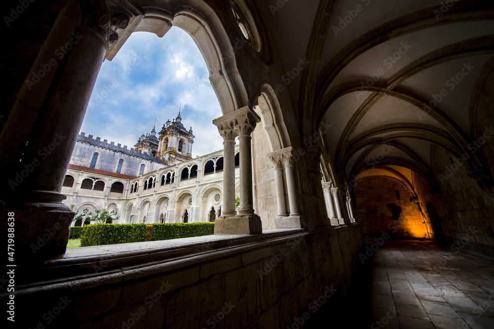 Wall mural Cloister and Church Towers of the Alcobaca Monastery (Mosteiro de Santa Maria de Alcobaca), Portugal