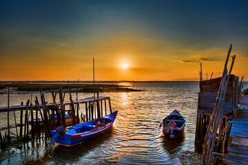 Fototapeta premium Evening and Sunset at Porto Palafitico, Carrasqueira, Portugal