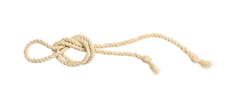 Beige Cotton Rope With Knot Isolated