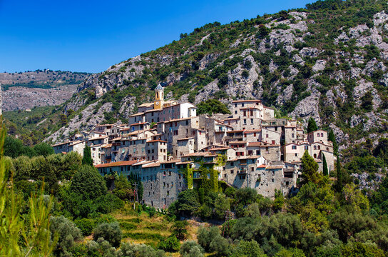 View of the Medieval Village of Peillon, Alpes-Maritimes, Provence, France