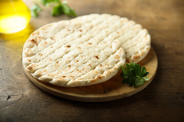 Freshly made Greek pita bread