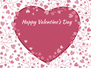 Vector illustration, frame with heart. Pink abstract background. Vector poster, card happy valentines day. Template for your design