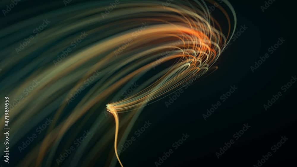 Poster abstract swirling light strings background with depth of field/ 4k animation of an abstract wallpape