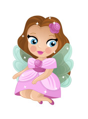 cartoon scene with happy elf princess illustration