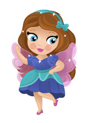 cartoon scene with happy elf princess illustration