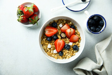 Homemade granola with berries and coconut