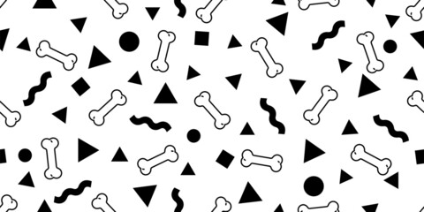 dog bone seamless pattern polka dot triangle paw footprint geometric abstract french bulldog puppy vector pet cartoon halloween repeat wallpaper tile background gift wrapping paper scarf isolated dood