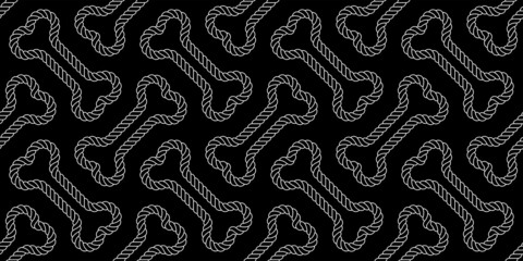 dog bone seamless pattern rope french bulldog paw footprint vector puppy pet cartoon scarf isolated repeat wallpaper tile background doodle illustration black design