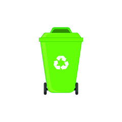 Street Trash Can with Recycle Logo Isolated Vector