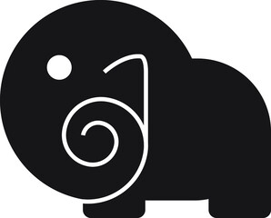 elephant black silhouette isolated on white background, abstract art illustration