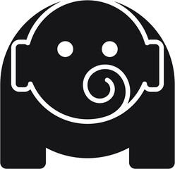 elephant black silhouette isolated on white background, abstract art illustration