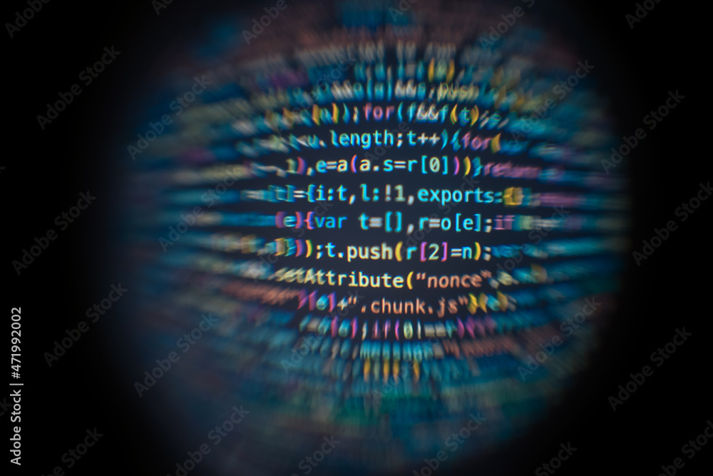 Poster software developer code. abstract computer script code. software developer code programming screen. 