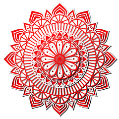 Mandala. Ethnic decorative elements. Hand drawn background. Lace 3D mandala, round symmetrical openwork pattern, lacy doily, decorative ornament, ornament, embossed pattern, decorative design element,