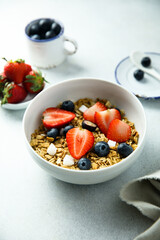 Homemade granola with berries and coconut