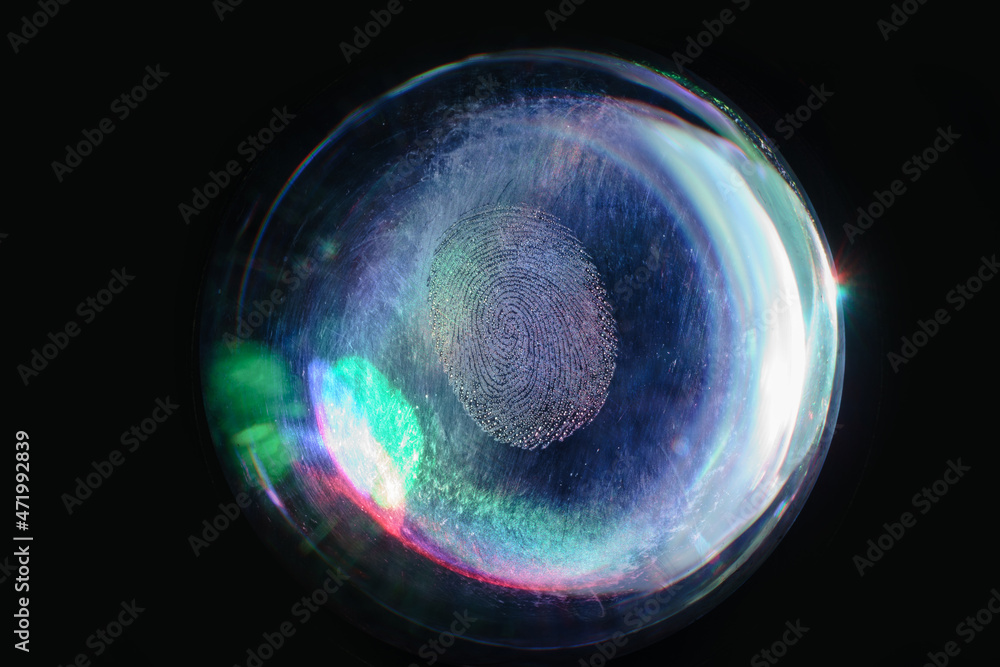 Poster beautiful abstract blue, purple colored fingerprint on background texture for design. macro photogra