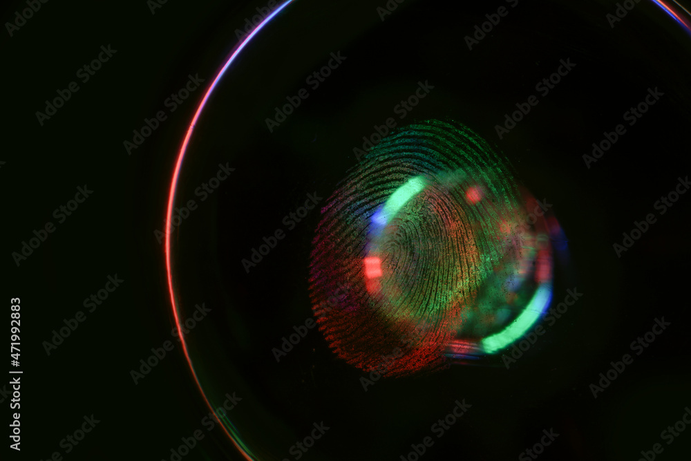 Aufkleber Beautiful abstract green, red colored  fingerprint on background texture for design. Macro photography view.