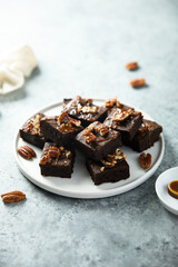 Homemade brownie with pecan nuts