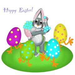 easter bunny with eggs