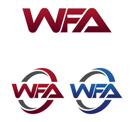 Modern 3 Letters Initial logo Vector Swoosh Red Blue WFA