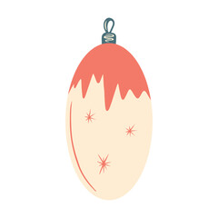 Hand drawn christmas tree decoration isolated on a white background. Doodle, illustration in a simple flat style. It can be used for decoration of textile, paper and other surfaces.