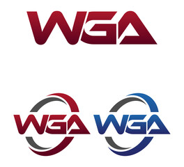 Modern 3 Letters Initial logo Vector Swoosh Red Blue WGA
