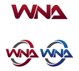 Modern 3 Letters Initial logo Vector Swoosh Red Blue WNA